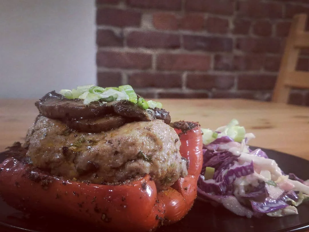 Pork Burger with bell pepper! #greenchef